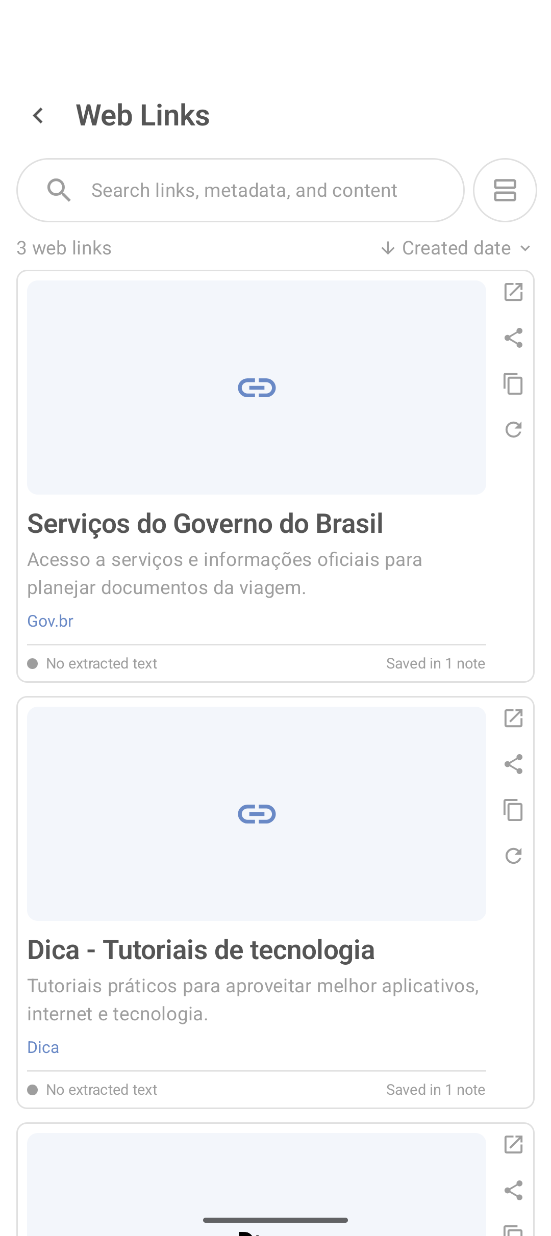 Gerenciador Manage Web Links do DicaNote